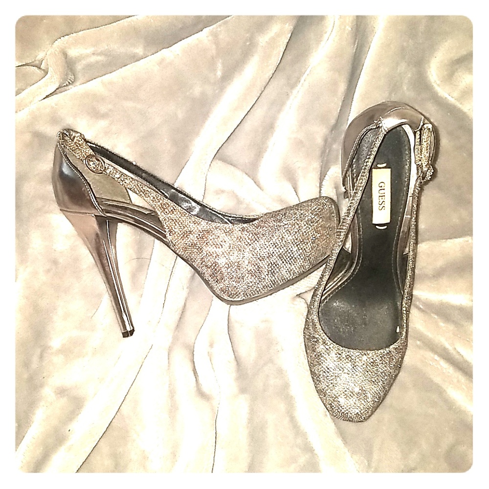 GUESS silver heels